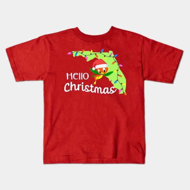 orange Bird Christmas Kids T-Shirt by Flip Flops in Fantasyland